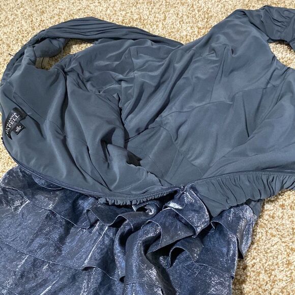 NWT ADRIANNA PAPELL stingy heavily lined cap sleeve glitter ruffle layer ruched - Picture 14 of 16